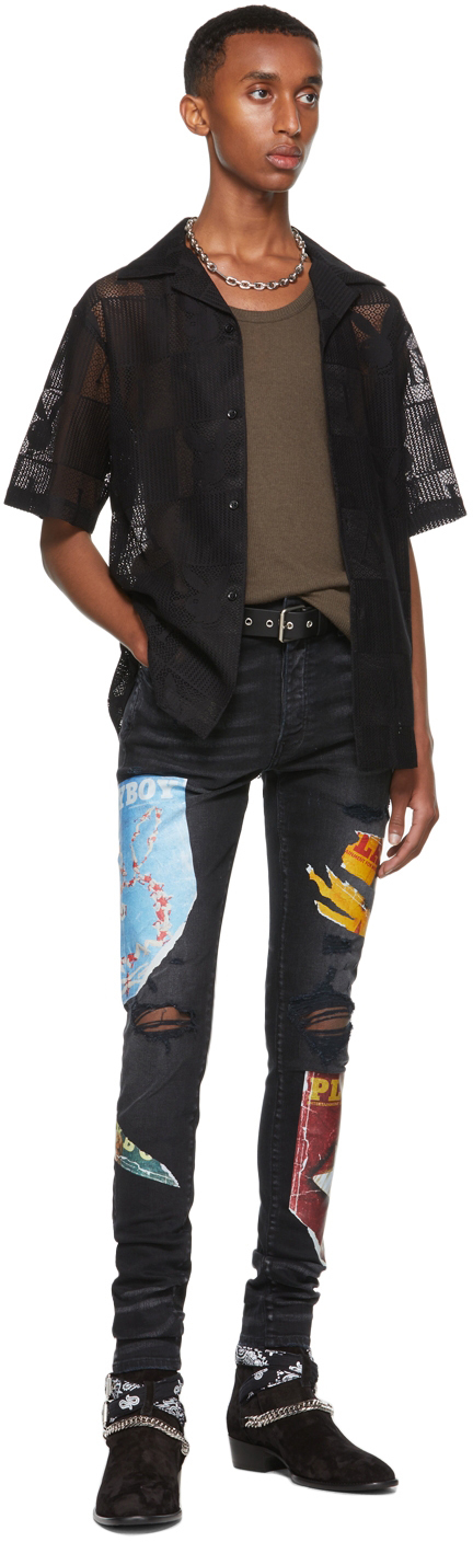 Jeans Amiri X Playboy - Taille 32 - Noir Avec Logo - 100% Authentique - Occasion Très Bon état