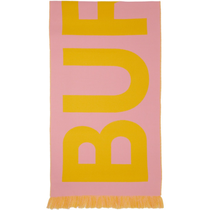 Burberry Pink Wool Jacquard Logo Scarf Burberry