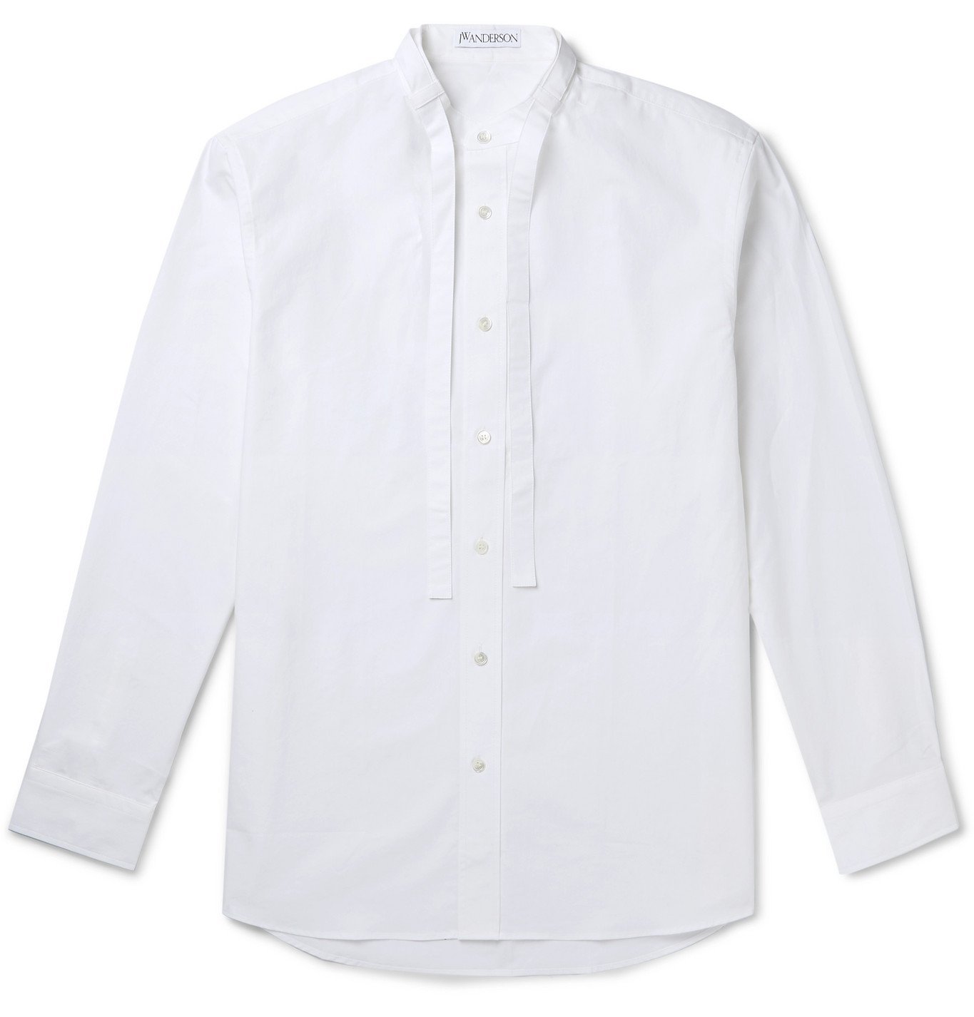 JW Anderson - Grandad-Collar Tie-Detailed Cotton Shirt - White JW Anderson