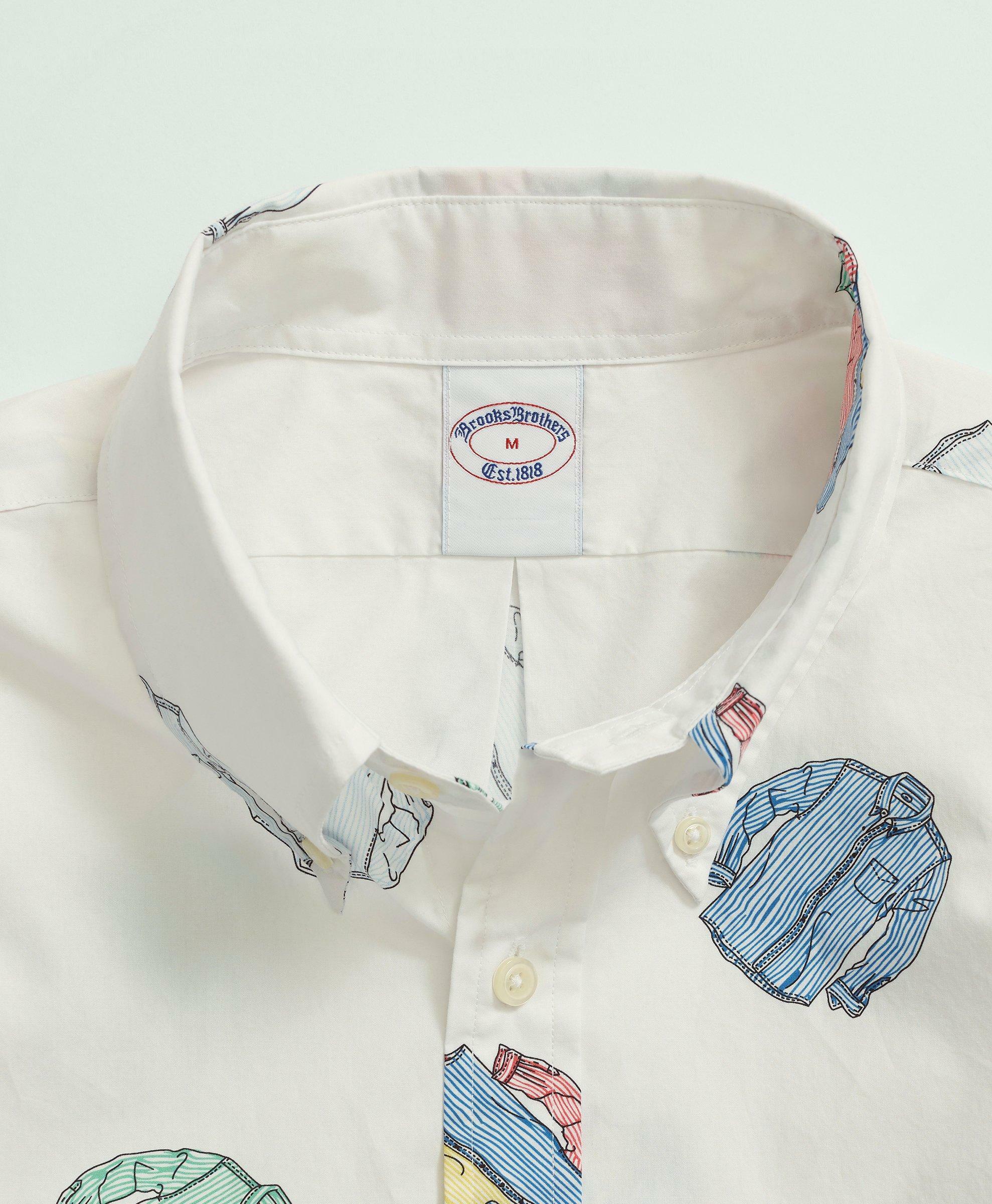 Brooks Brothers Men's Friday Shirt, Poplin Shirt Print | White