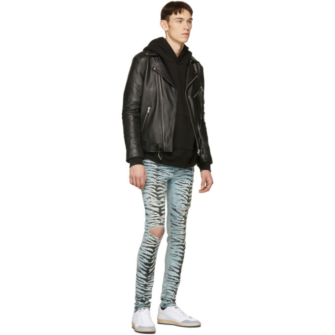 Amiri Indigo Tiger Destruction Jeans Amiri