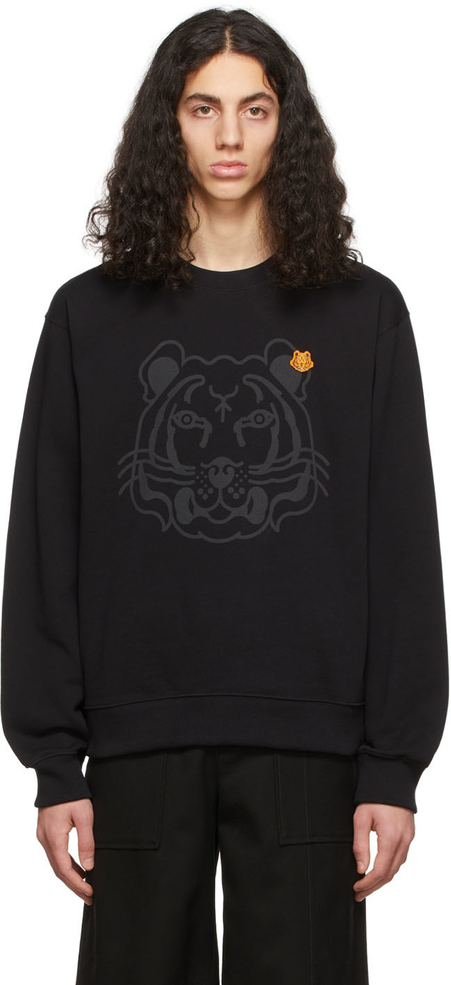 kenzo black sweater tiger