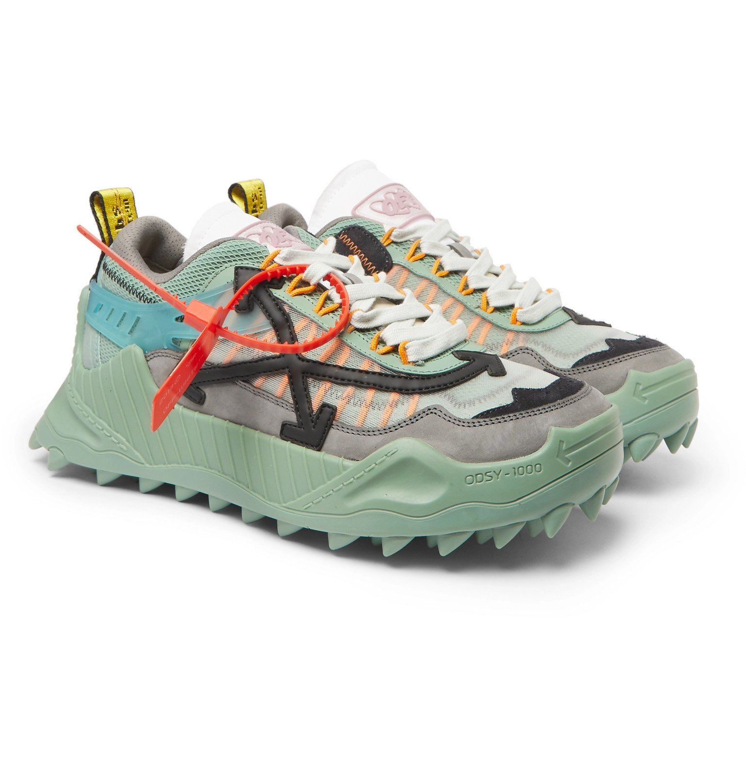 Off-White - ODSY-1000 Leather-Trimmed Mesh, Suede and Rubber Sneakers ...