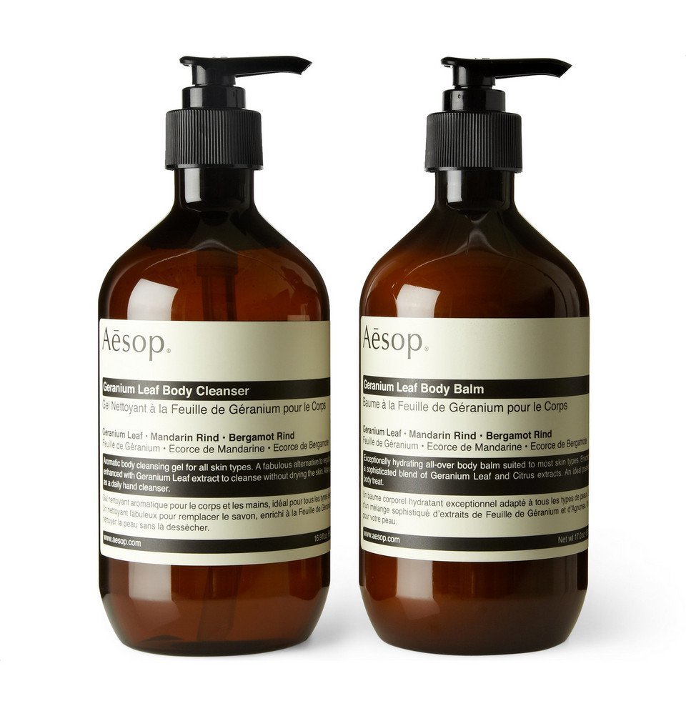 Aesop Geranium Leaf Duet Body Cleanser and Balm, 2 x 500ml Men
