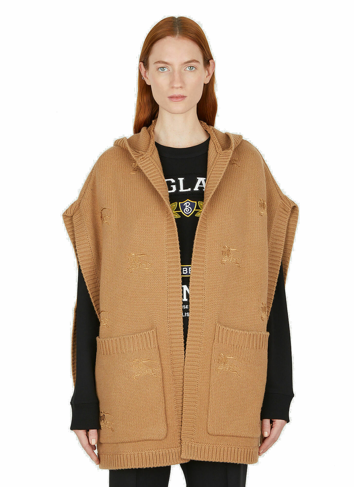 Photo: Knit Hooded Cape in Camel