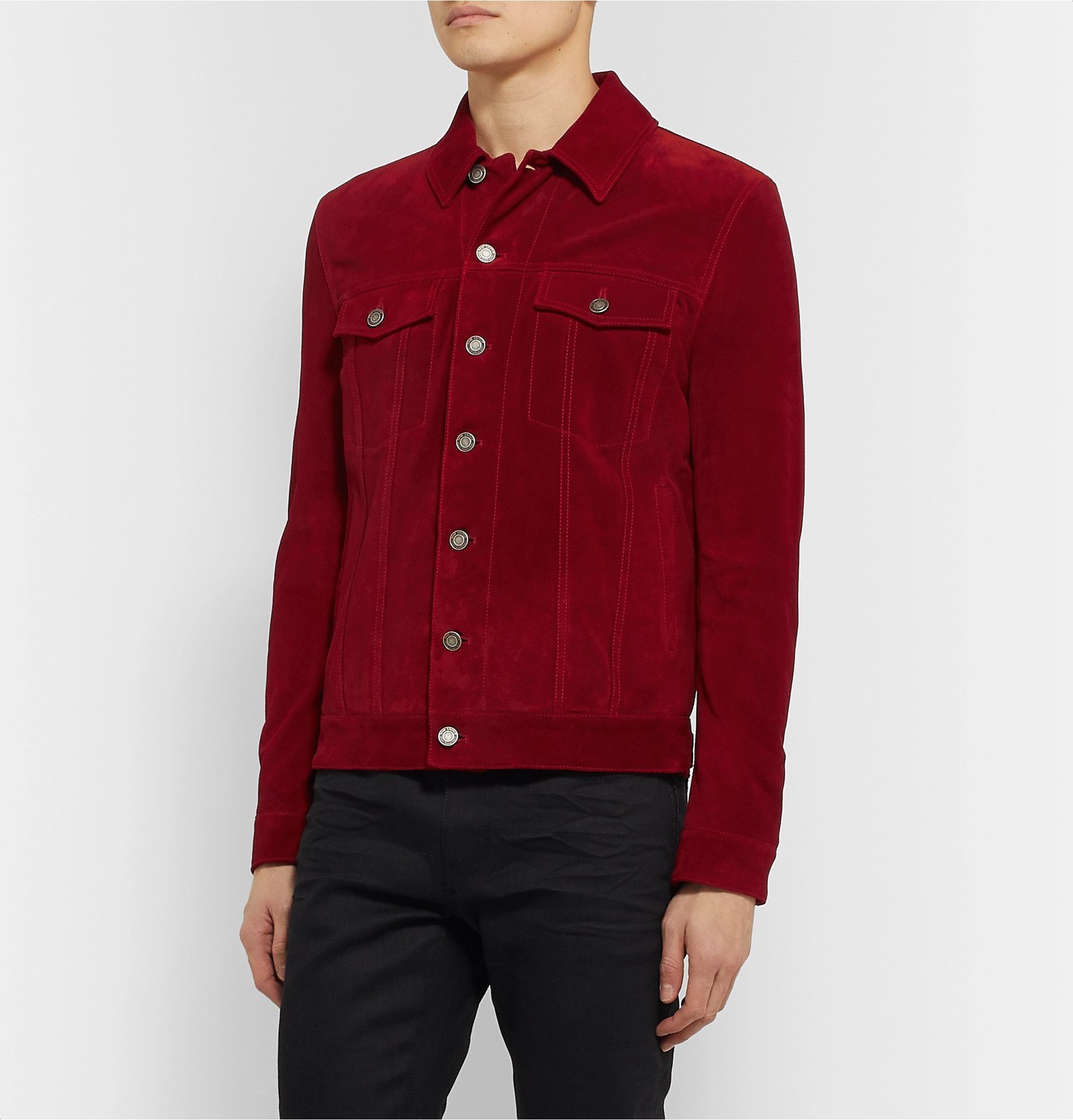 red suede trucker jacket