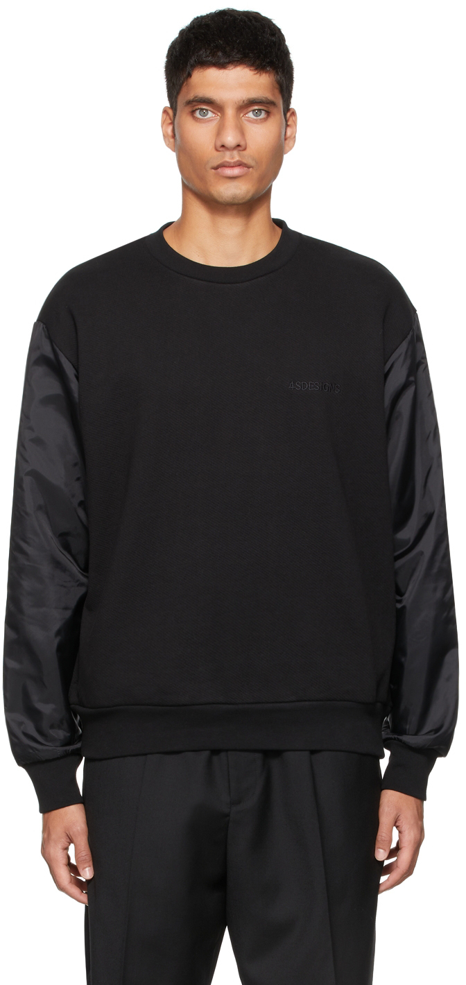 Photo: 4SDESIGNS Black Nylon Sleeve Logo Sweatshirt