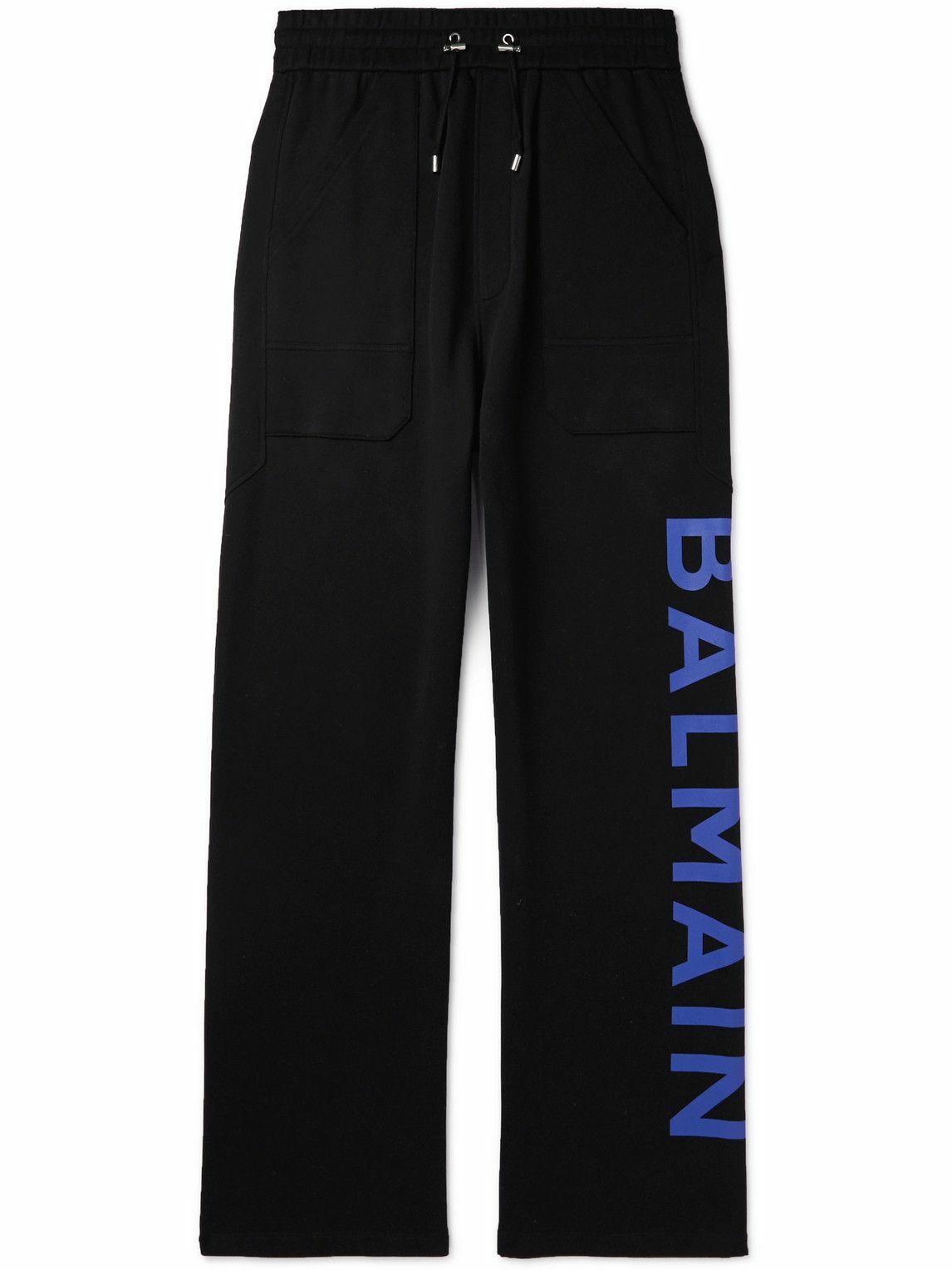 Balmain - Straight-Leg Logo-Print Cotton-Jersey Sweatpants - Black Balmain