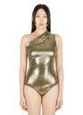 Athena Metallic One-Shoulder Swimsuit in Gold