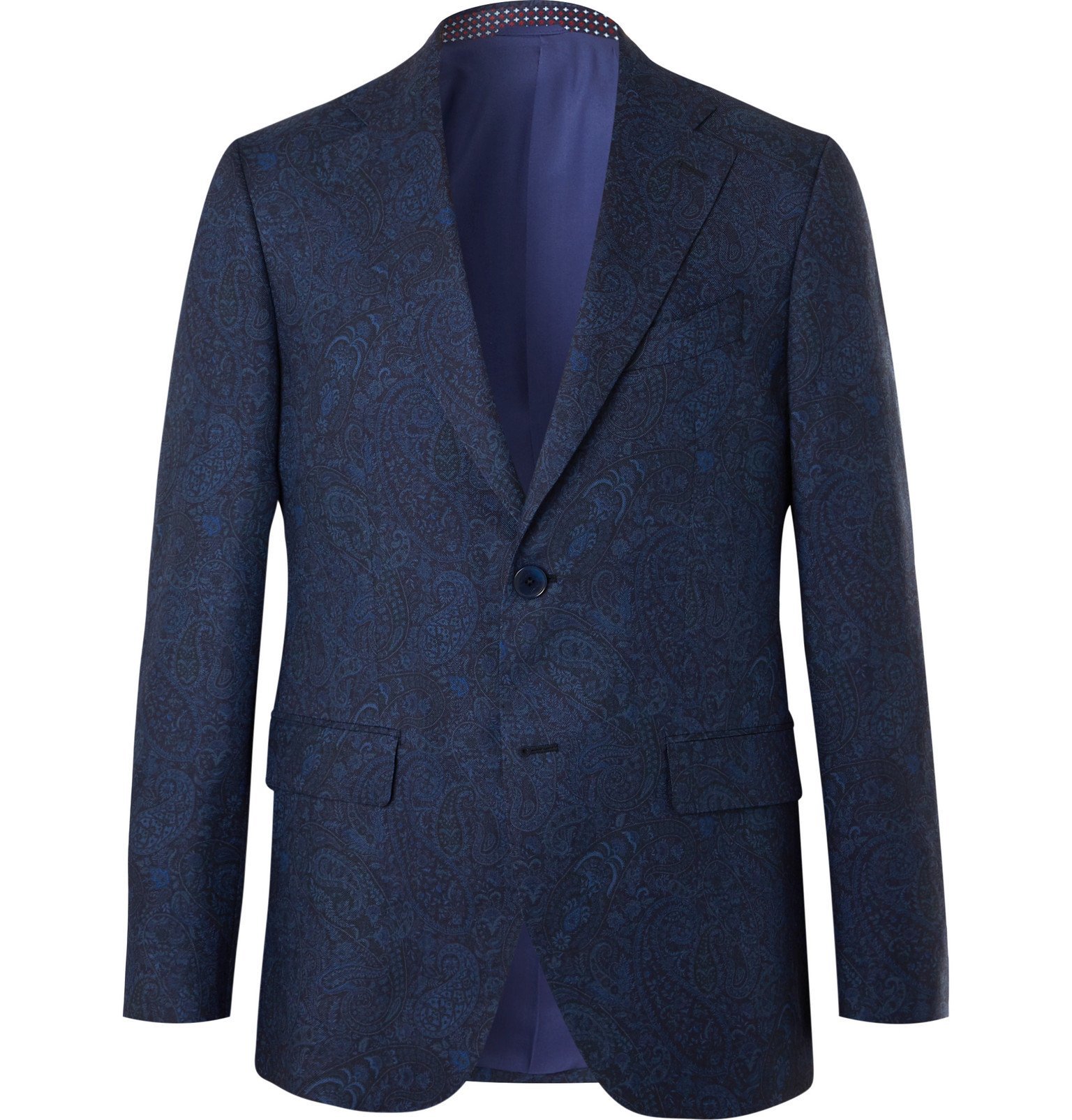 Etro - Navy Slim-Fit Paisley-Print Wool Suit Jacket - Blue Etro