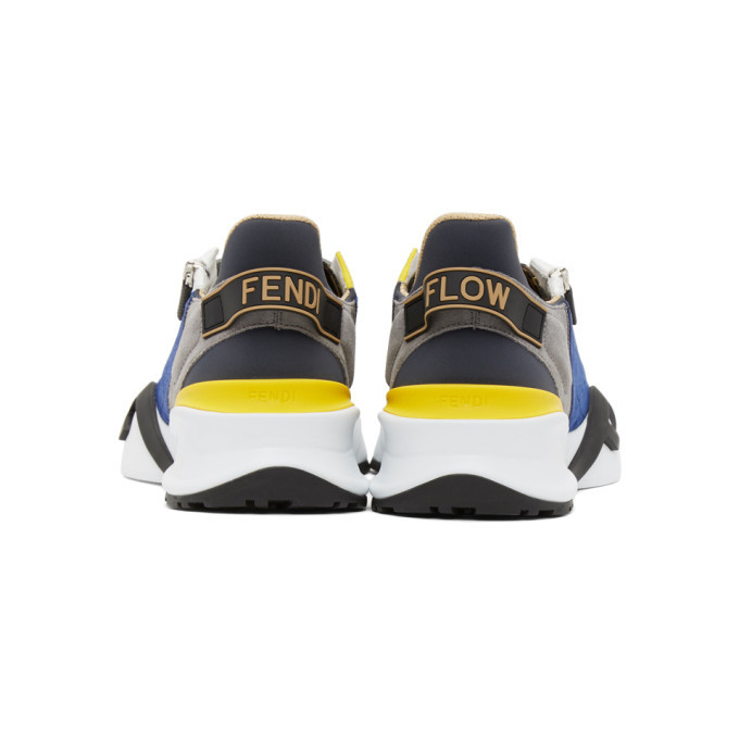 Fendi Blue and Grey Suede Flow Sneakers Fendi
