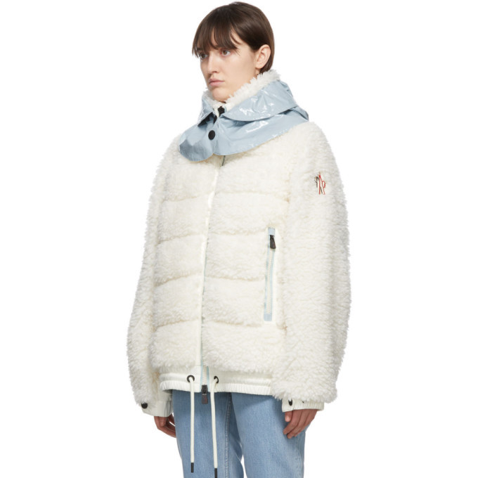 moncler white fleece puffer jacket