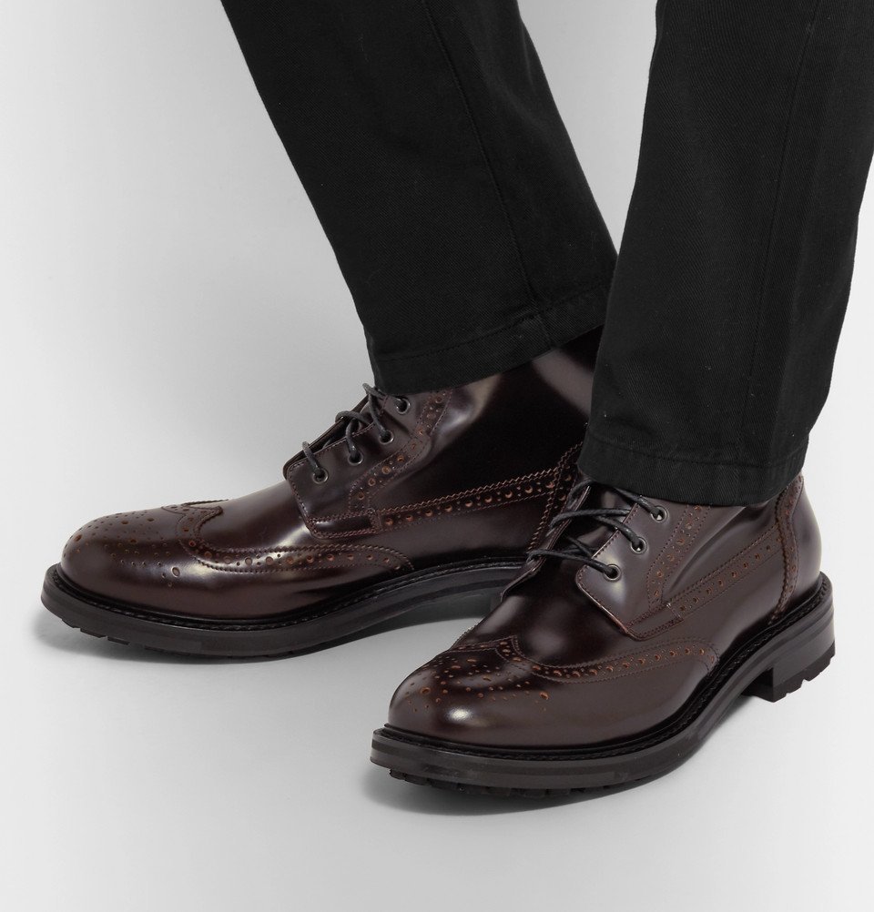 Dunhill - Leather Brogue Boots - Men - Burgundy Dunhill