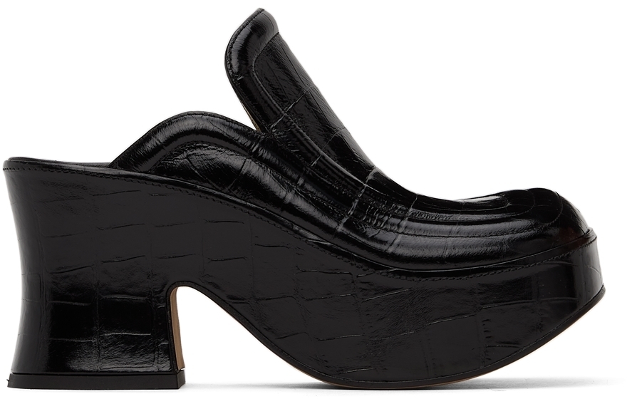 Bottega Veneta Black Croc Wedge Heels Bottega Veneta