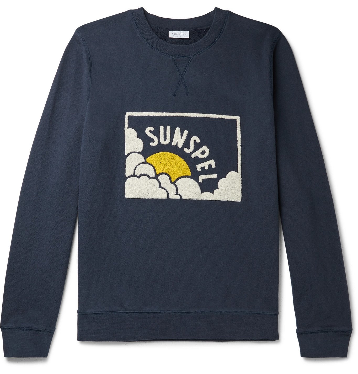 onduidelijk boezem Mijnwerker Sunspel - Logo-Flocked Loopback Cotton-Jersey Sweatshirt - Blue Sunspel