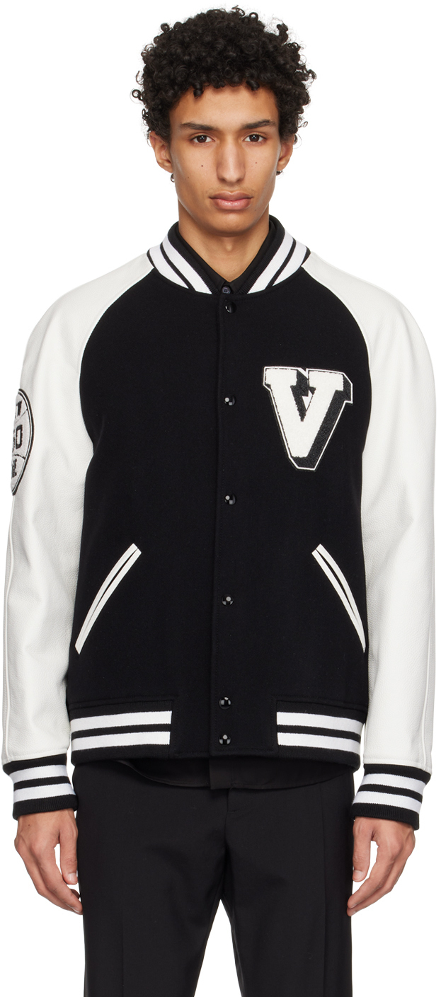 Valentino Black Paneled Bomber Jacket Valentino