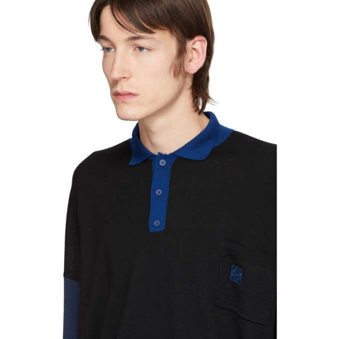 Loewe Black and Blue Wool OV Polo Sweater Loewe