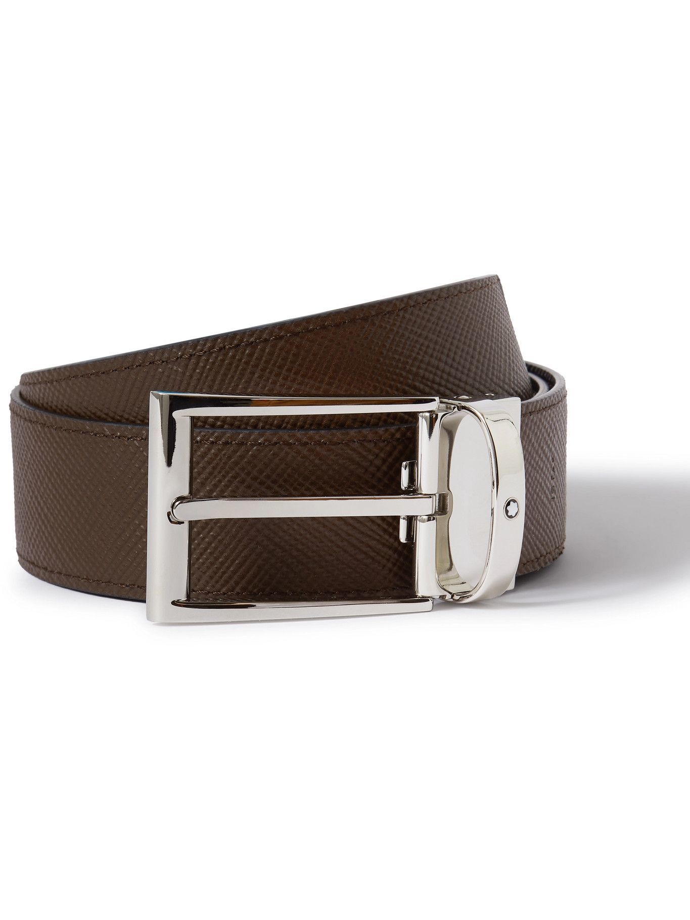 MONTBLANC - 3.5cm Reversible Textured-Leather Belt Montblanc