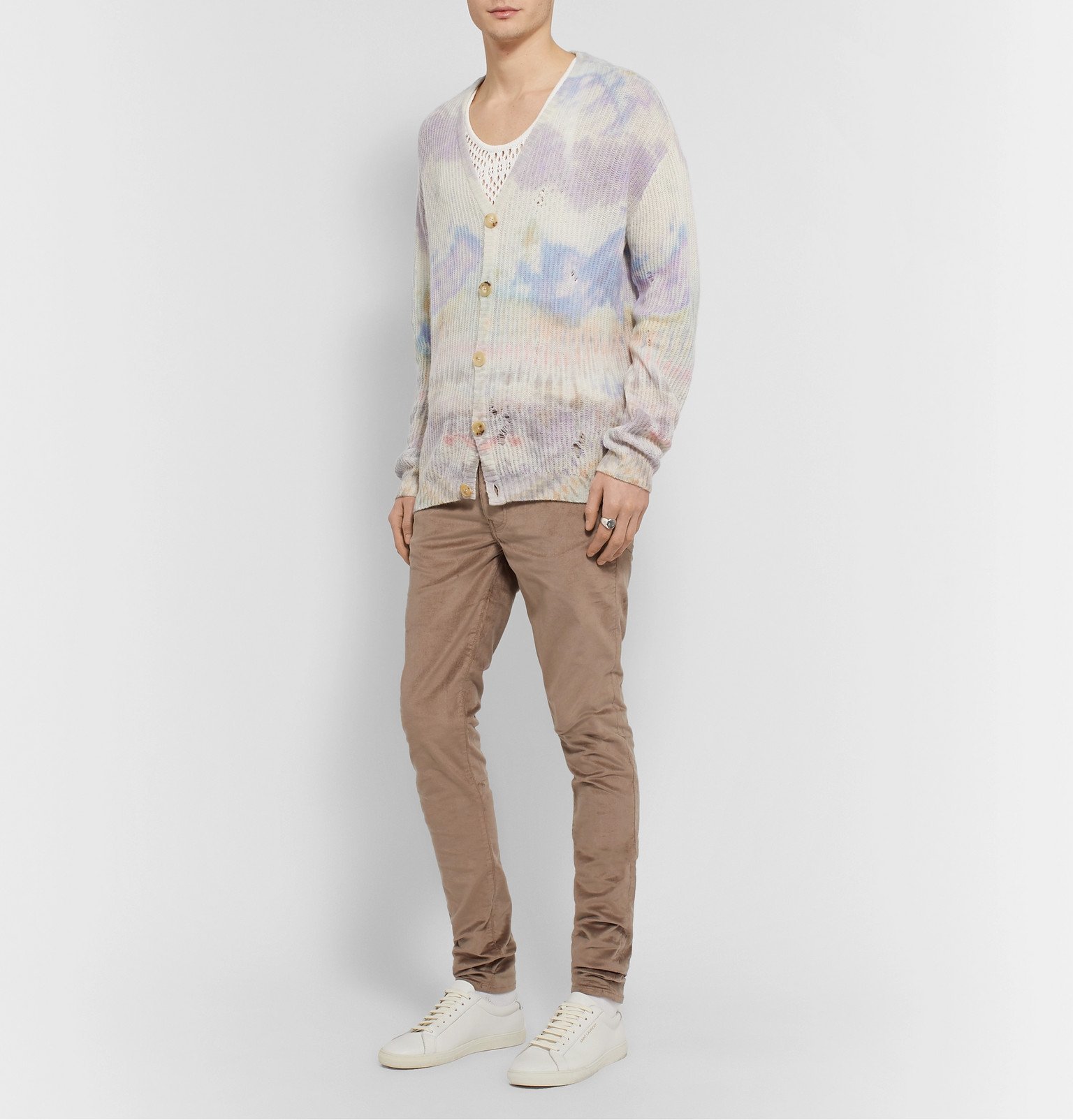 amiri tie dye cashmere cardigan