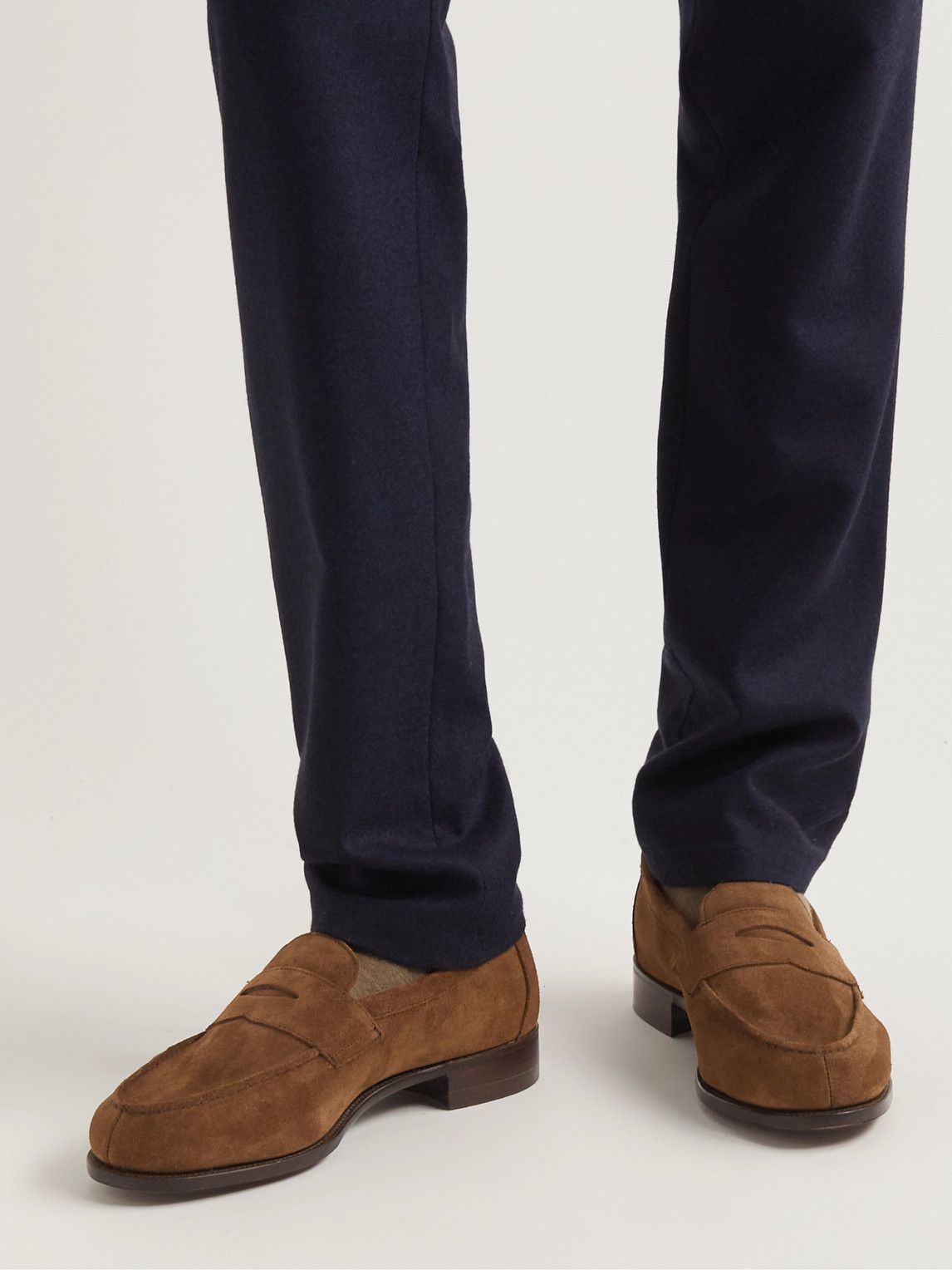 George Cleverley - Cannes Suede Penny Loafers - Brown George Cleverley
