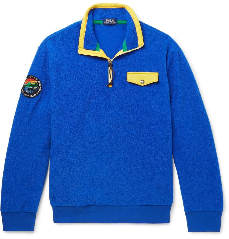 Polo Ralph Lauren - Contrast-Trimmed Fleece Half-Zip Sweatshirt - Men -  Royal blue Polo Ralph Lauren