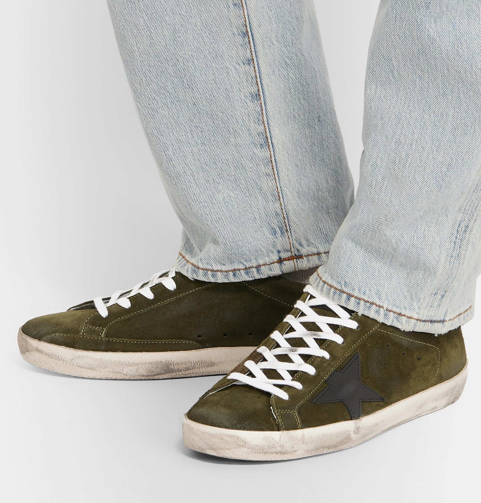 Golden Goose - Superstar Distressed Suede and Leather Sneakers 