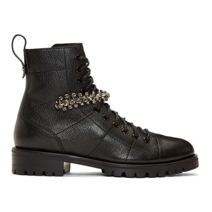 Jimmy Choo Black Grained Cruz Flat Boots Jimmy Choo