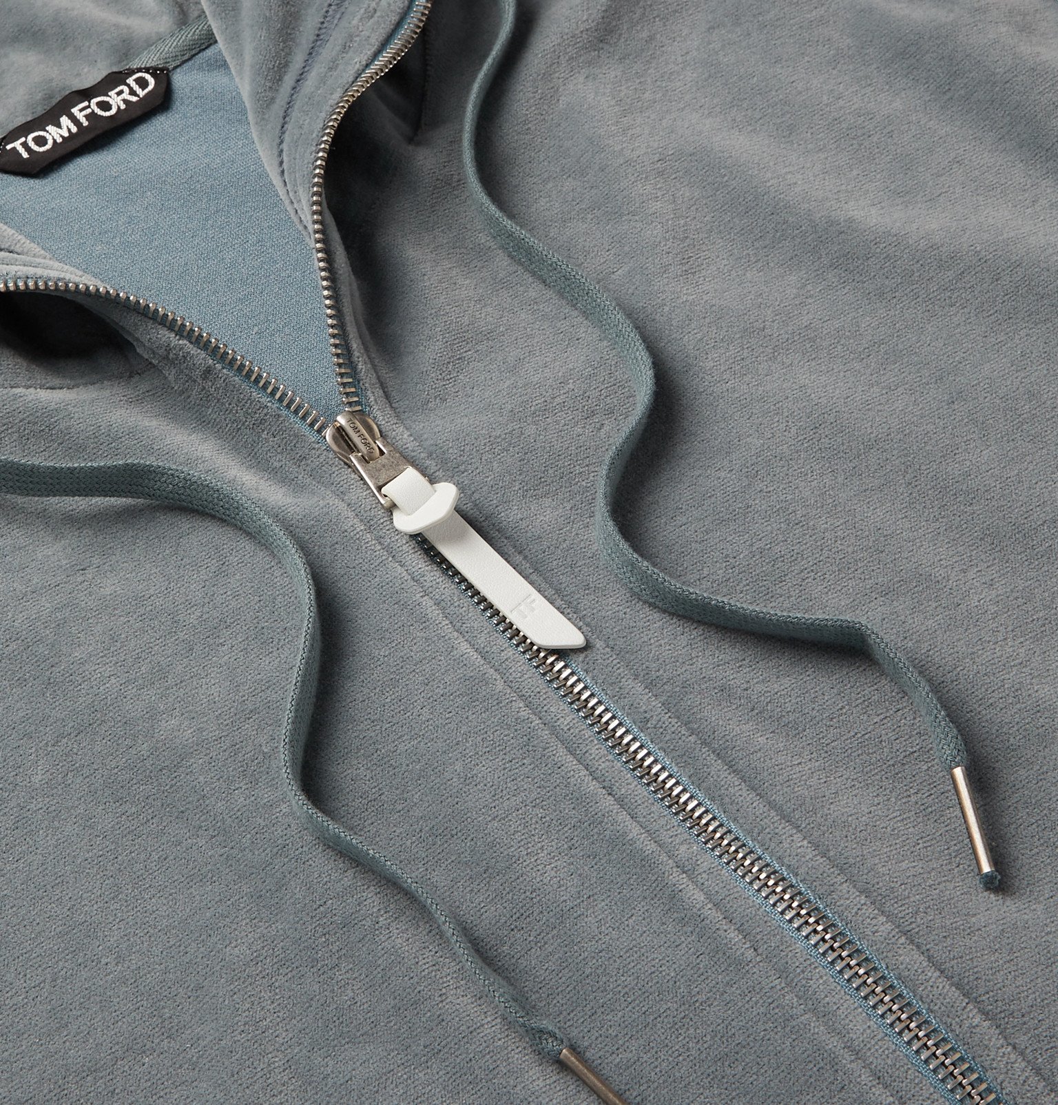 TOM FORD - Cotton-Blend Velour Zip-Up Hoodie - Blue TOM FORD