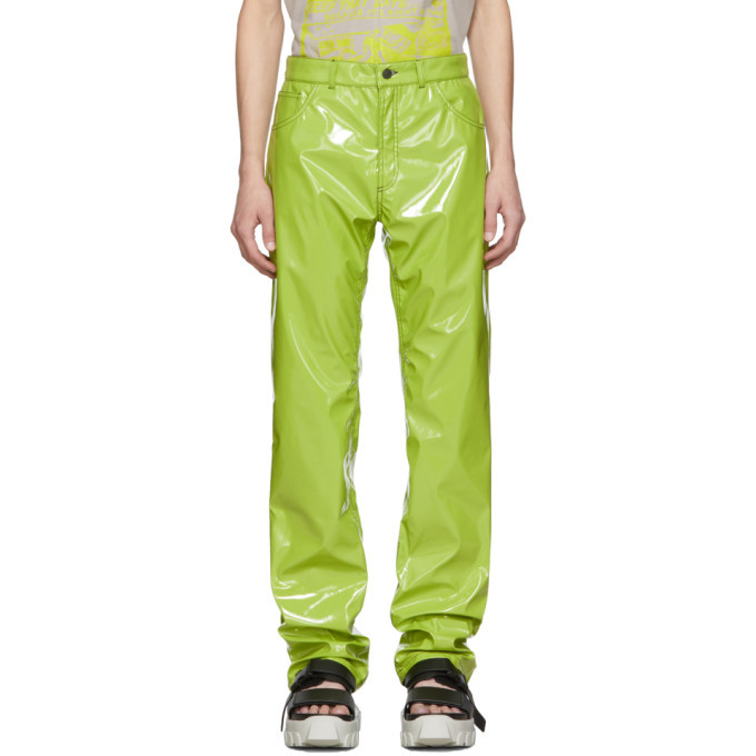 green pleather pants