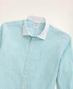 Brooks Brothers Men's Regent Regular-Fit Sport Shirt, Poplin Contrast English Collar Stripe | Green
