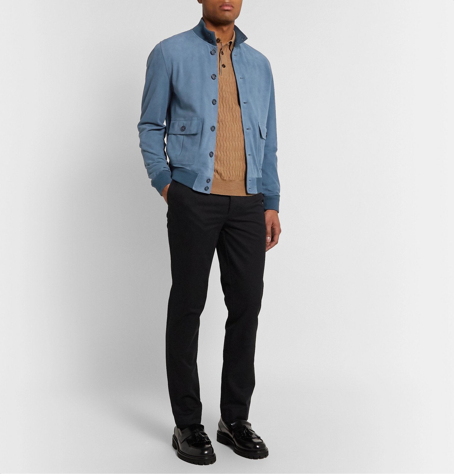 Valstar - Valstarino Slim-Fit Suede Bomber Jacket - Blue Valstarino