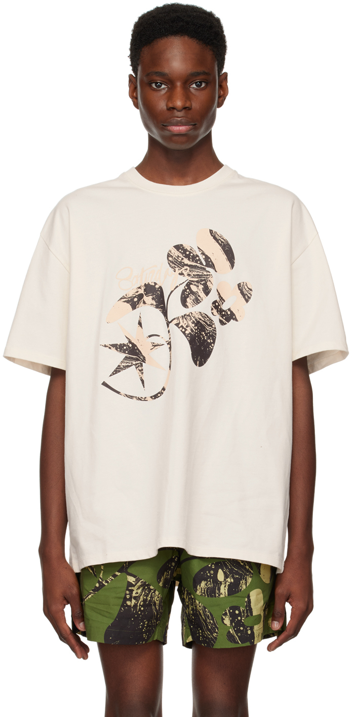 Saturdays NYC Beige Marbled Leaf T-Shirt Saturdays NYC