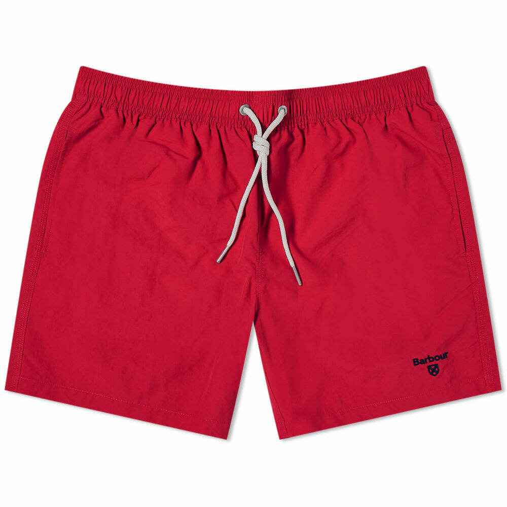 Barbour Men's Essential Logo 5' Swim Short in Raspberry Barbour