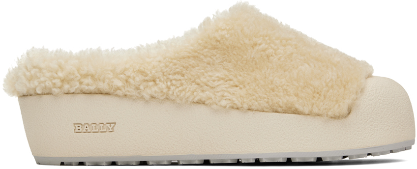 Photo: Bally White Crans Shearling Slippers