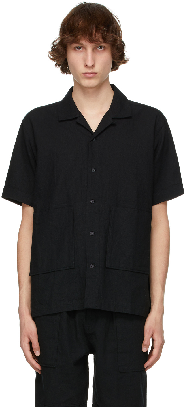 Snow Peak Black Linen Short Sleeve Shirt Snow Peak