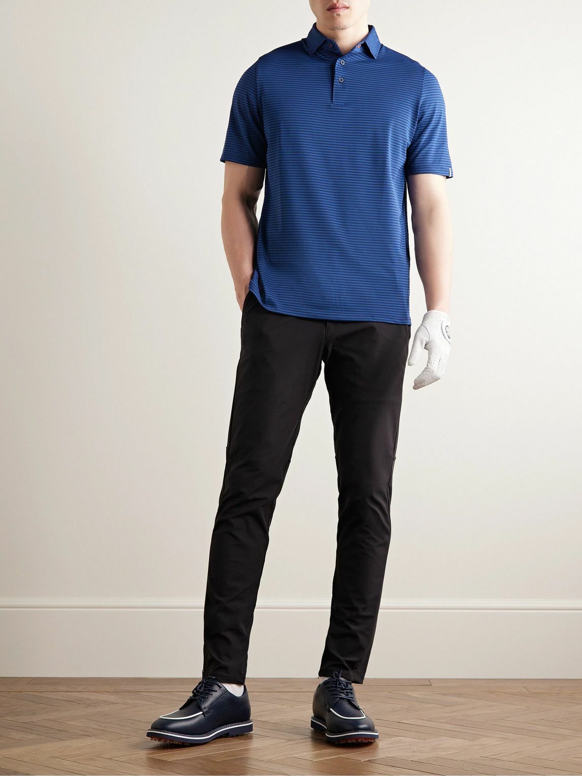Kjus Golf Lee Striped Piqué Golf Polo Shirt Blue Kjus Golf