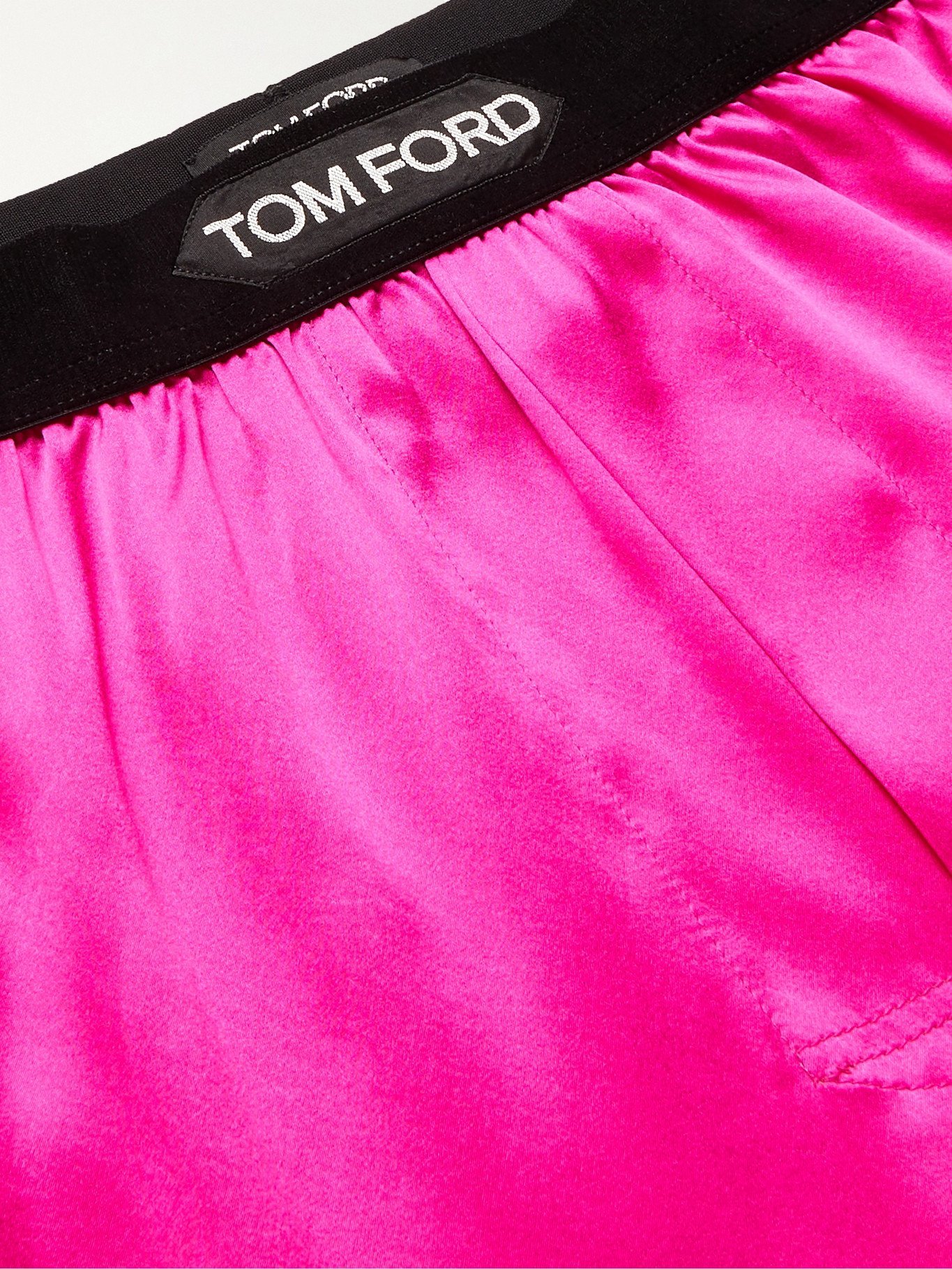 Tom Ford Velvet Trimmed Stretch Silk Satin Boxer Shorts Pink Tom Ford