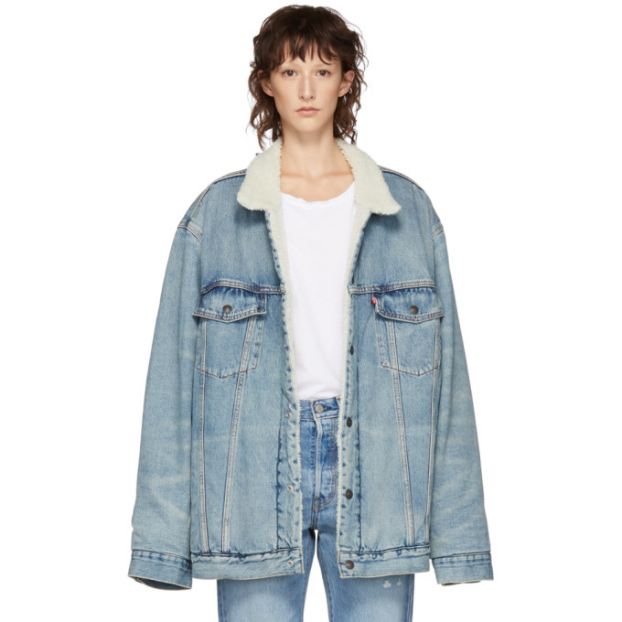 Levis Blue Big and Tall Type 3 Sherpa Trucker Jacket Levis
