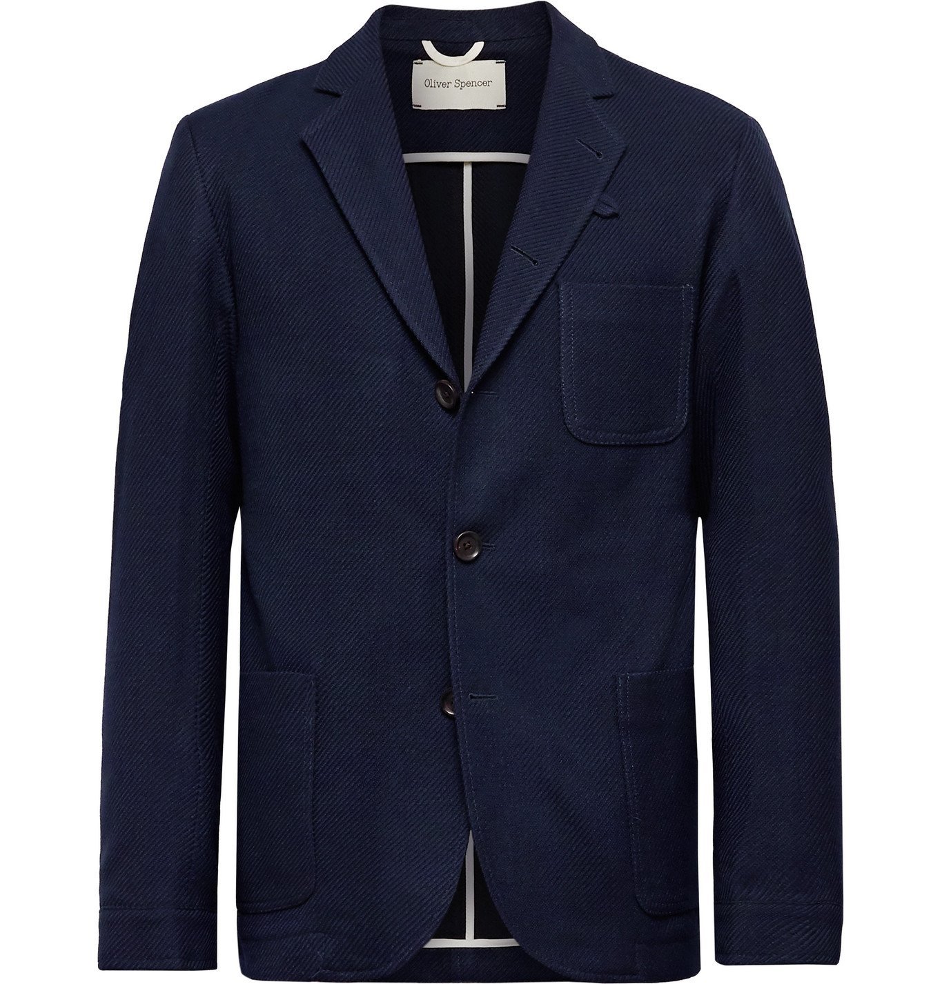 Photo: Oliver Spencer - Solms Virgin Wool and Cotton-Blend Twill Blazer - Blue