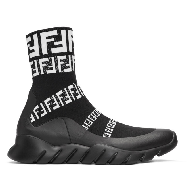 Fendi Black Forever Fendi Knit High-Top Sneakers Fendi