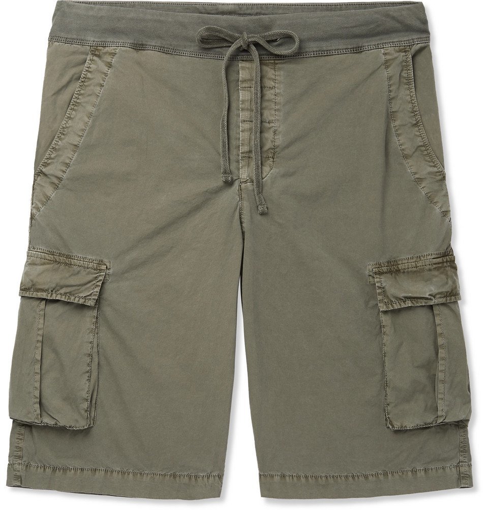 James Perse - Cotton-Blend Drawstring Cargo Shorts - Army green James Perse