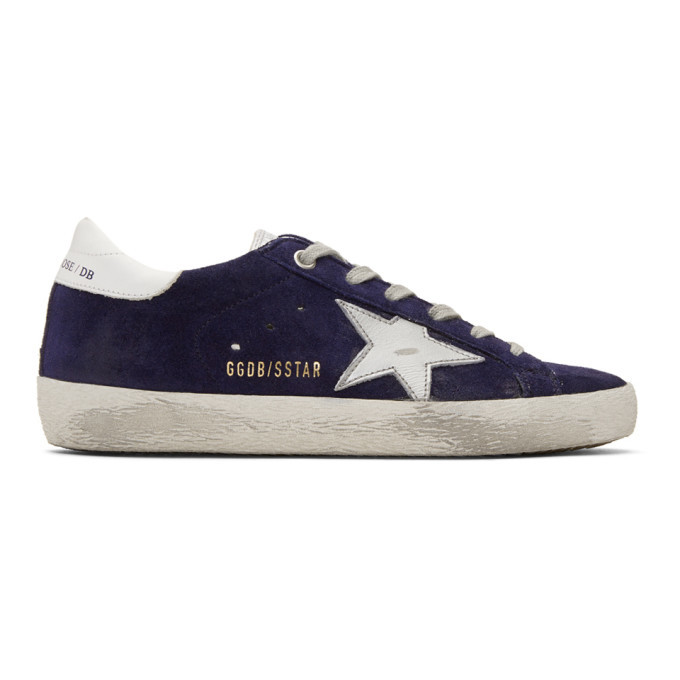 Golden Goose Navy Suede Superstar Sneakers Golden Goose Deluxe Brand