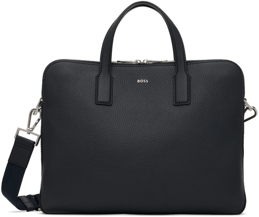 Photo: BOSS Navy Leather Briefcase