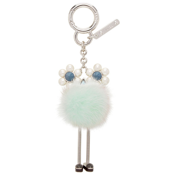 Fendi Blue Pearl and Fur Chick Keychain Fendi