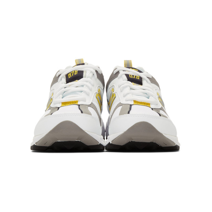 New Balance White and Yellow 878 Sneakers