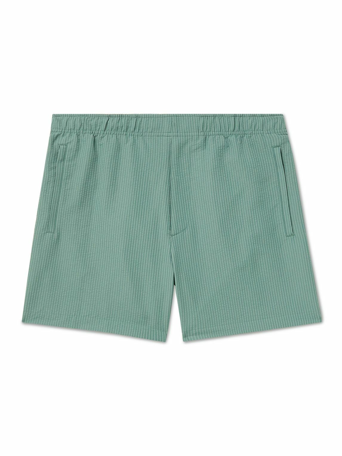 Theory - Jace Striped Recycled-Seersucker Swim Shorts - Green Theory