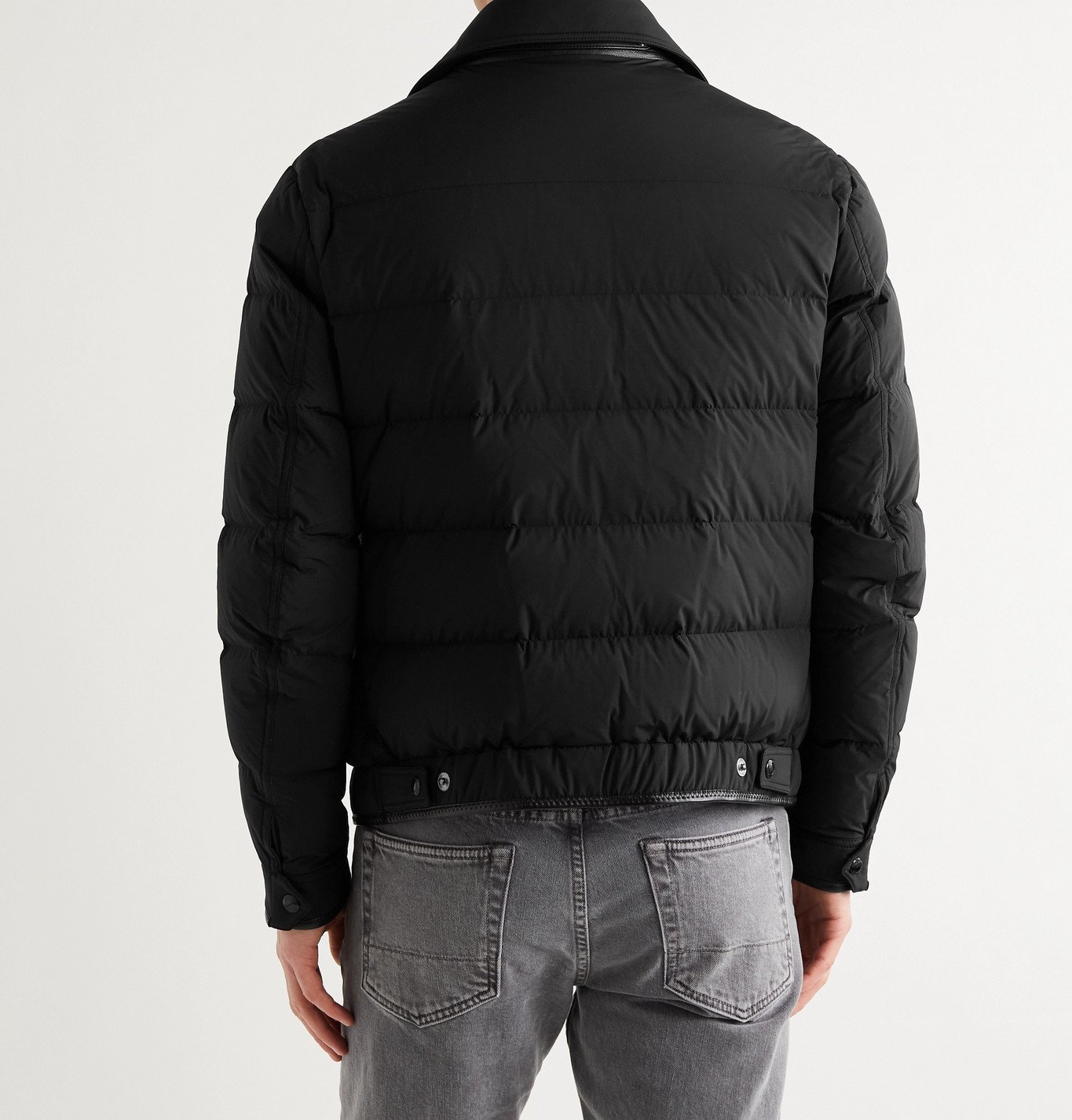 TOM FORD - Slim-Fit Leather-Trimmed Quilted Shell Down Jacket - Black TOM  FORD