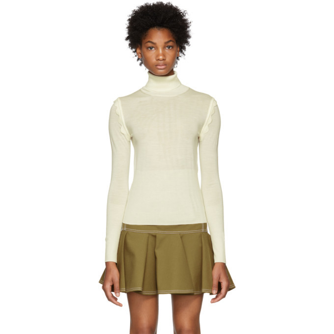 Chloe White Scalloped Wool Turtleneck Chloe