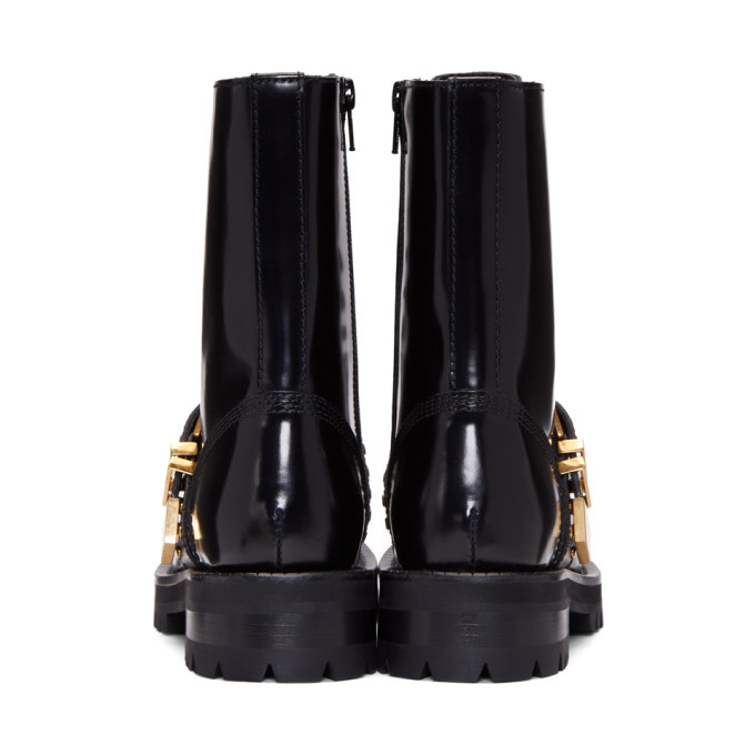 Versace Black Tribute Combat Boots Versace