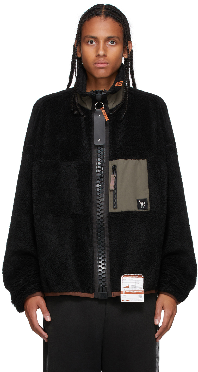 Miharayasuhiro Black Boa Fleece Zip-Up Jacket Miharayasuhiro